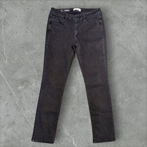 Sonoma Womens Size 8 Pockets Mid Rise Straight Cropped‎ Denim Black Grey Jeans